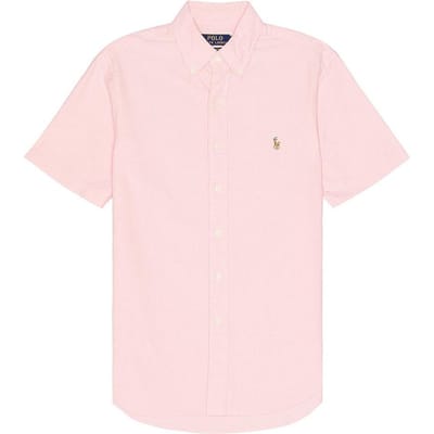 Polo Ralph Lauren Couleur Unie Logo Brodé Col Carré Simple Boutonnage Manches Courtes Chemise Homme chemises Rose 710794942-003 XL white