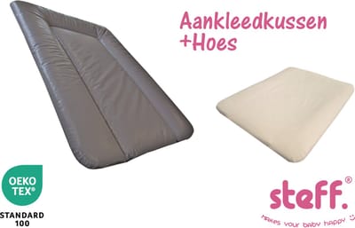 Stefano fashion - set - aankleedkussen - bruin taupe - 50x70 cm + aankleedkussenhoes ecru - OEKO-Tex standard 100
