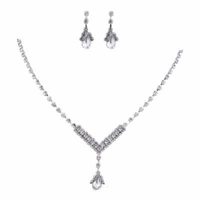 2-Delige set-Strass-Zilverkleur Daya - Trouwen-Charme Bijoux