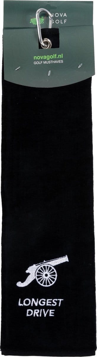 Nova Golf Longest Drive' Golfhanddoek - Zwart Wit