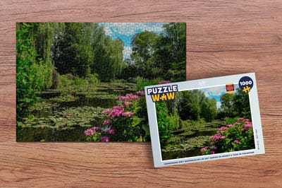 Puzzel Zomerdag met waterlelies in het water in Monet's tuin in Frankrijk - Legpuzzel - Puzzel 1000 stukjes volwassenen