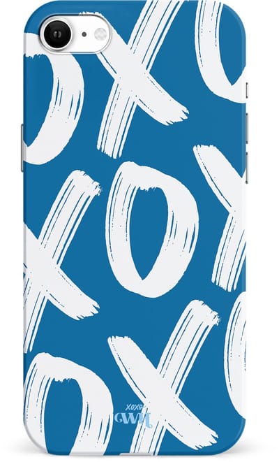 xoxo Wildhearts Can't Talk Now Blue - Single Layer hoesje - Blauw hoesje geschikt voor iPhone SE 2022 / SE 2020 / 8 / 7 - Beschermhoesje case geschikt voor iPhone SE 2022 / SE 2020 hoesje blauw - Tekst blauw - wit