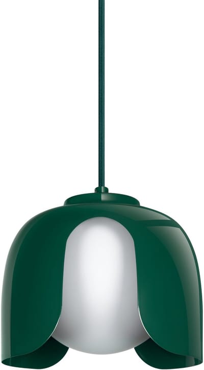 OSRAM DECOR Corolle Hanglamp, Groen Metaal Glas, E27 Versie, Textielkabel, 200mm, Retro stijl
