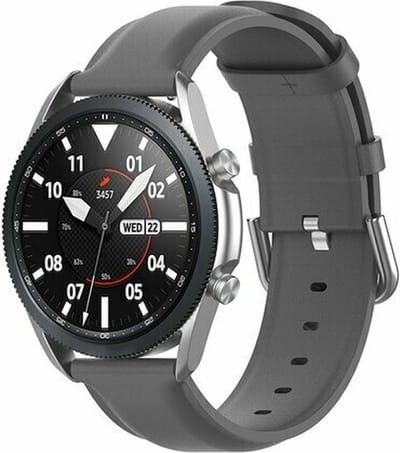 By Qubix - Geschikt voor Garmin bandje - Geschikt voor Garmin Vivoactive 4 / 4L - Classic leren bandje - Grijs - Smartwatch bandje 22mm
