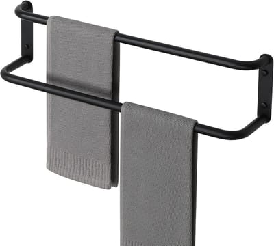 Dailygoods - Zwart Handdoekenrek - Dubbele Handdoekhouder voor Badkamer