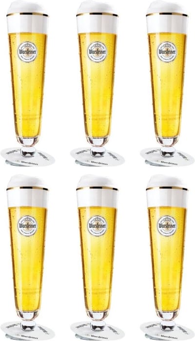 Warsteiner Bierglazen op Voet - 200 ml - 6 stuks