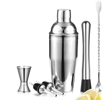 Cocktailshakerset van roestvrij staal, 750 ml shaker, 7-delige cocktailmixerset
