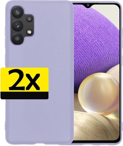 Hoesje - 2 Stuks - Geschikt voor Samsung Galaxy A32 5G - Sterk & Shockproof - Case Siliconen - Back Cover - Telefoon Hoes - Telefoonhoesjes - Lila