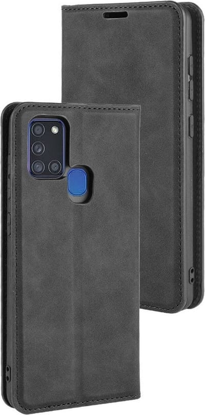 Coverup Hoesje - Geschikt voor Samsung Galaxy A21s Hoesje - Coverup Premium Book Case - Zwart