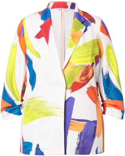 Angel of Style - Dames - Blazer all-over print geplooide 3/4-mouw - Sneeuwwit - Maat 44