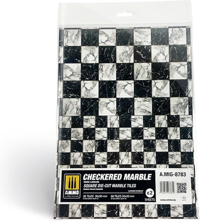 AMMO by Mig Jimenez Modelbouwpakket - MIG 8783 Marble Checkered - Square Die-cut Tiles - 2pcs Accessoires set - AMMO - Modelbouw