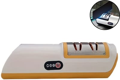 Bovista Elektrische Messenslijper - Messenslijper Elektrisch - Messenslijpmachine - Doortrekslijper - Slijpsteen - Knife Sharpener - Sharpening Stone - Electric Knife Sharpener - Geel