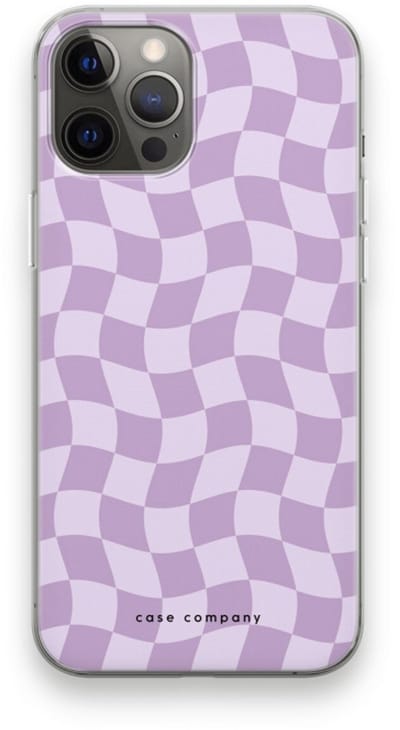 Case Company® - Hoesje geschikt voor iPhone 12 Pro Max hoesje - Grid Paars - Soft Cover Telefoonhoesje - Bescherming aan alle Kanten en Schermrand