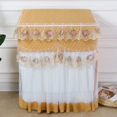 Verdikte kant ouderwetse dubbele trommel wasmachine hoes stofdicht zonwerend huisdecoratie beschermer wasmachine hoezen 85x50x85cm beige