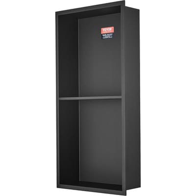 33,02 x 63,5 cm Niche de douche sans carrelage Acier inoxydable 304, Niche à encastrer dans le mur Double étagères Encastrée Étanche Scellée Résistante à la rouille Niche Moderne
