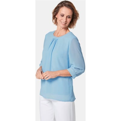Goldner Blouse Blouse van lichte chiffon met glittersteentjes