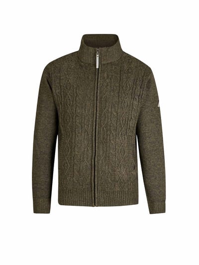BJØRNSON Gus Kabel-gebreid Vest Fleece Gevoerd Heren - Maat L - Olijfgroen