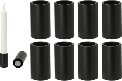 8x kaarsenhouders voor taps toelopende kaarsen Kaarsenhouder magentisch ZWART 2,8x7,5cm tafeldecoratie Kerstmis scandinavisch chique kaarsmondstuk woonkamerdecoratie kaarsenhouder magneet tafelkaarsen