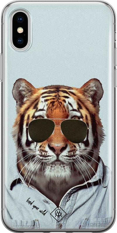 Casimoda® hoesje - Geschikt voor iPhone Xs - Tijger Wild - Siliconen/TPU telefoonhoesje - Backcover - Tijger - Groen