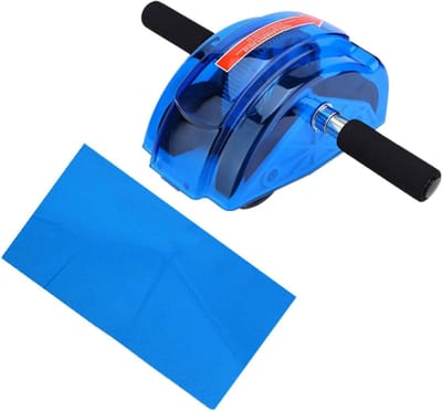 Buikspierwiel - Fitness roller - Krachttraining thuis - Verwijderbare handgrepen - 40 cm lengte - Blauw