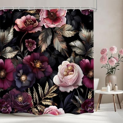 Vintage Bloemen Douchegordijn Kleurrijk Bloemen Waterverf Bloemen Kunstenaar Huis Polyester Stof Douchegordijnen Badkamer Decoratie W60H190(CM)-1 Pcs