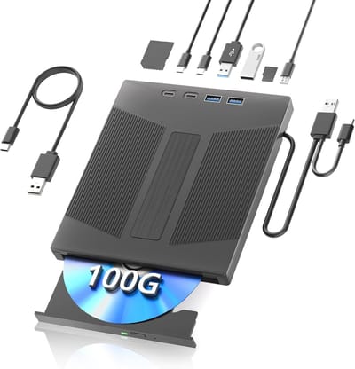 Externe 7-in-1 Blu-ray Drive met USB 3.0 en Type-C - Ondersteunt 100G Disc Lezen en Schrijven
