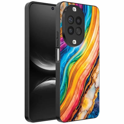 Geschikt voor Huawei Nova 14 Telefoonhoesje met Regenboog Goud Marmer Opdruk - TPU Backcover Case Rainbow Gold Marble Design - Smartphonica geschikt voor Huawei Nova 14