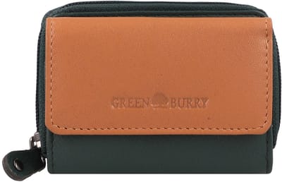Greenburry Nappa Portemonnee RFID-bescherming Leer 11 cm - Dames - Horizontaal - bottle green-tan