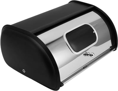 Broodtrommel - Brooddoos Keuken - Brood Vers Houden - Met Handig Raam - 345 x 23 x 145 cm - Zwart