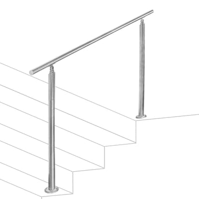 Trapleuning 120 cm met 0 dwarsbalken roestvrijstalen leuning zilverkleurig Eenvoudig te installeren set geschikt voor alle trappen