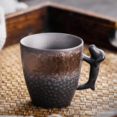 Tasse à thé Kung Fu à transformation au four Tasse à café concentrée en céramique grossière Tasse à thé rétro 51-100ML black