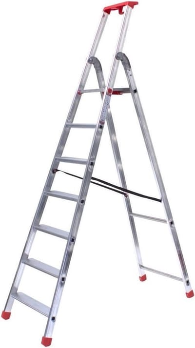 Semi-Professionele Alu-Top - Huishoudtrap - Enkele Trap 1x7 treden, inclusief platform