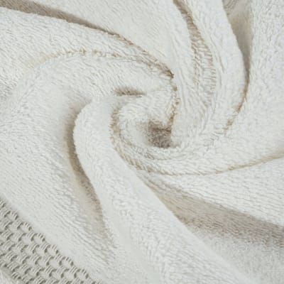 Crème handdoek 50x90 cm met decoratieve rand