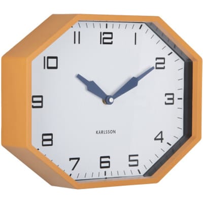 Karlsson - Wandklok Modern Factory Octagon - Ochre yellow & navy blue