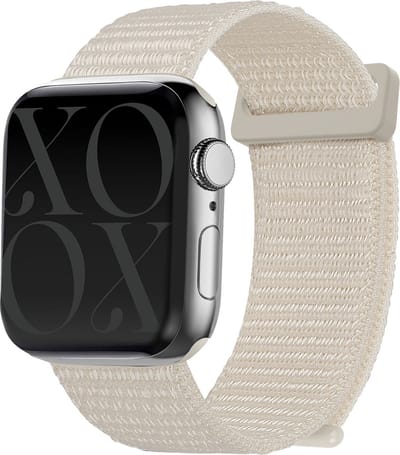 xoxo Wildhearts Nylon Band geschikt voor Apple Watch bandje - Series 1/2/3/4/5/6/7/8/9/10/SE - Sterrenlicht - Nylon smartwatchbandje met klittenband - Stof iWatch bandje voor maat: 38mm / 40mm / 41mm / 42mm