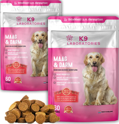 K9 Laboratories Maag & Darm - Probiotica Hond - Hondensnoepjes - Darmflora, Darmsnoepjes - Tegen Braken, Diarree en Buikpijn - 120 Stuks