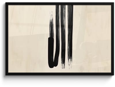 Poster in lijst - Fotolijst 90x60 cm - Posters - Penseelstreken - Verticaal - Zwart - Posterlijst zwart - Decoratie - Wanddecoratie woonkamer - Muurdecoratie slaapkamer