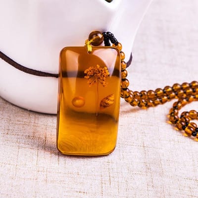 Amber drijvende pekel bijenwas kralen ketting brown