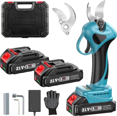Elektrische snoeischaar - Met 2 accu's - Accu snoeischaar - Elektrische snoeischaar met accu - Accu takkenschaar - Inclusief koffer - Must have voor in de tuin!