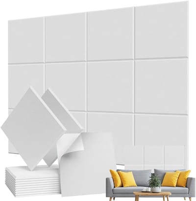 Akoestische panelen - Geluidsabsorberende panelen - 30x30 cm - 12 stuks - zelfklevend - Geluidsisolatie - 230 kg/m³ - wanddecoratie - voor gamekamer, studio en woonkamer