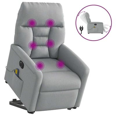 vidaXL - Sta-op-massagestoel - elektrisch - verstelbaar - stof - lichtgrijs