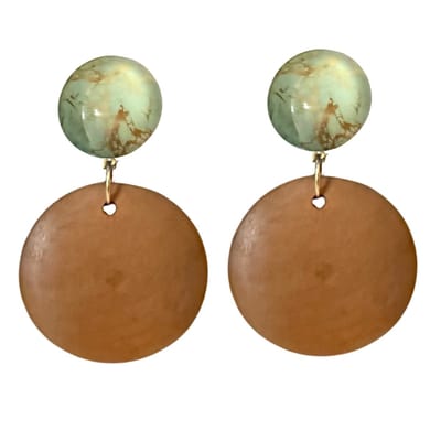 Clip oorbellen -groen -bruin- hout-geen gaatje- Charme Bijoux
