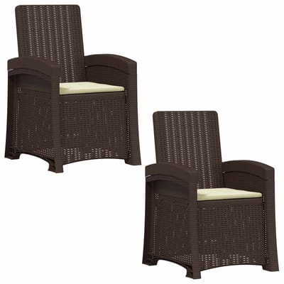 vidaXL - Ligstoel - Rieten - Look - 2 - st - Bruin - en - crèmekleurig - PP