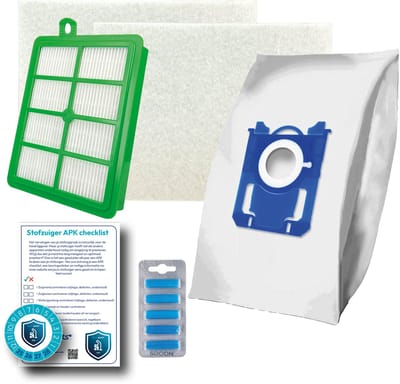 Multaparts® stofzuiger-APK set geschikt voor AEG Airmax / Jetmaxx | Complete onderhoudsset met stofzuigerzakken type S-BAG (10 x), motorfilter (2 x), HEPA filter, geursticks (5 x) APK-checklist & APK-sticker | Maak je stofzuiger weer als nieuw