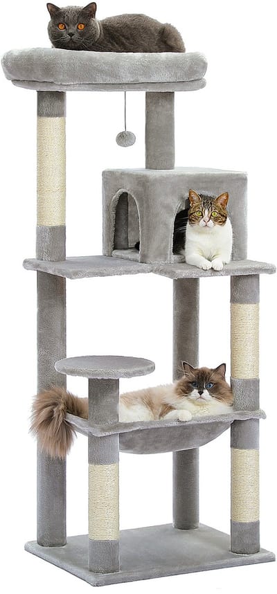 Kattenu ClawCastle - Hoge krabpaal voor katten - Katten krabpaal - Hoge krabpaal - Grijs - Large