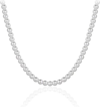 Jewels Inc. - Parel Ketting - 8mm Breed - Lengte 60 CM - Zilver