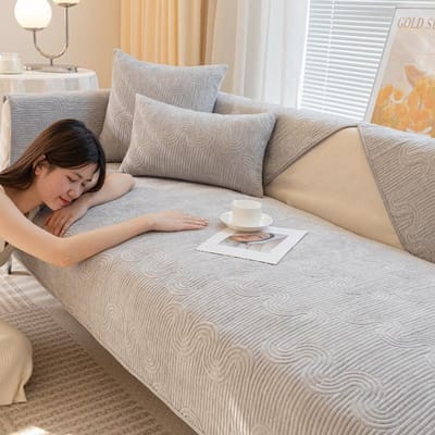 Effen Kleur Chenille Bankhoes Dik Universeel voor Alle Seizoenen Bankhoes Moderne Meubels Stofdichte Hoes L-vorm Bankhoezen 70x70cm 1pcs