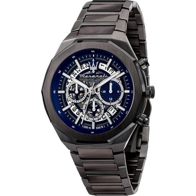 Maserati Stile Chronographe Acier Inoxydable Cadran Squelette Bleu Quartz R8873642012 100M Montre Homme bleu