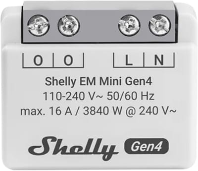 Shelly EM Mini Gen4 - compacte energiemeter 16A - Wi-Fi, Bluetooth en Zigbee