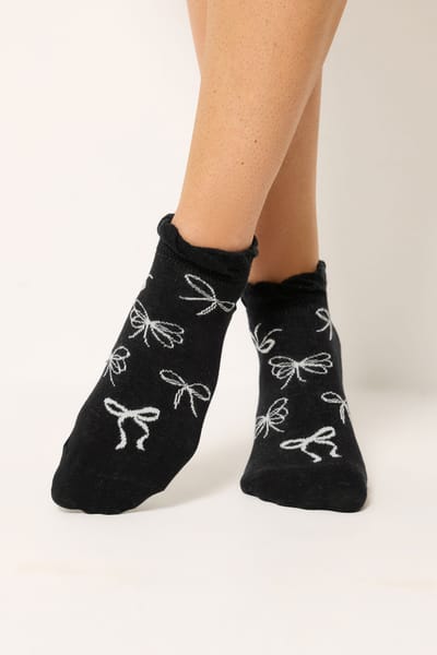 Yours 4Pack Zwarte Sneakersokken Met Strikprint Size 37-40